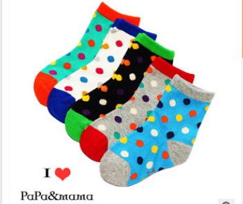 【滿包郵】韓國彩色波點(diǎn)兒童襪子 外貿(mào)童襪 寶寶襪子 冬款襪子