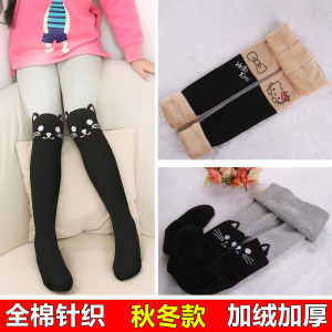 兒童中筒襪子 春秋中厚 全棉長筒襪 女童中統(tǒng)蕾絲花邊襪 蝴蝶結襪